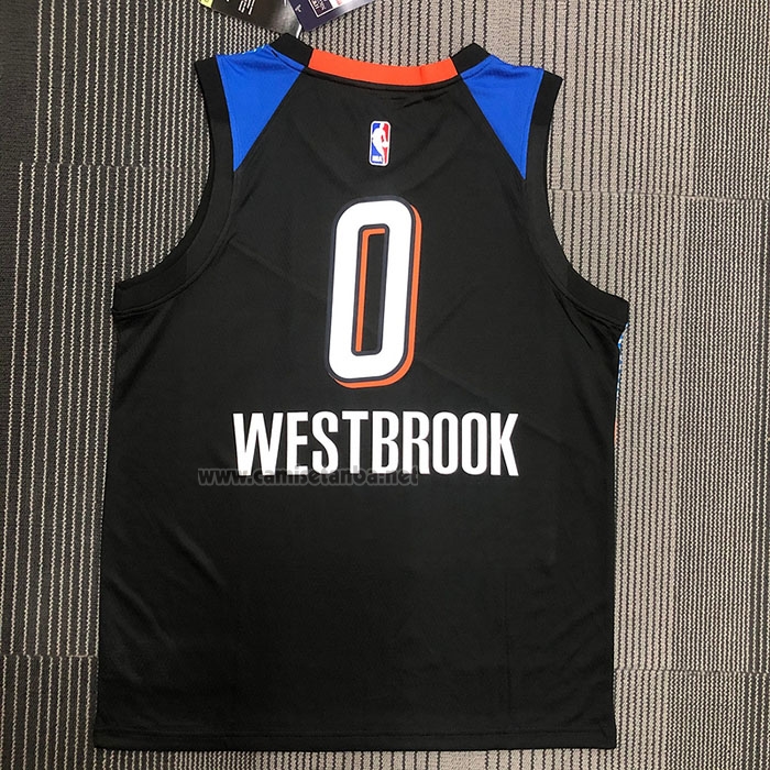 Camiseta Oklahoma City Thunder Russell Westbrook #0 Ciudad 2020-21 Negro